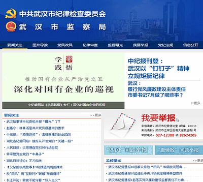 武漢市紀委網(wǎng)站新版上線 細化分類突出監(jiān)督問責_湖北頻道_鳳凰網(wǎng)